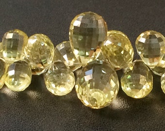レモンクォーツファセットティアドロップビーズ、天然レモンクォーツ