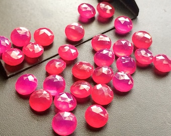 8mm Pink Chalcedony Round Faceted Stones, Loose Pink Chalcedony Double Side Checker Cut Stone For Jewelry (10Pcs To 20Pcs Options) - KRS278