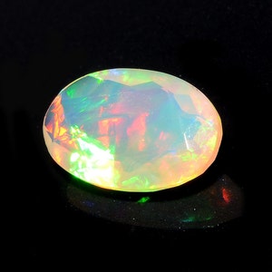 Fancy Emerald Cut Stone KS4158 Fire Opal 9.5x6.7mm Huge Ethiopian Opal Rectangle Faceted Opal Faceted Cabochon 1.20 Cts