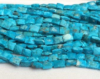 9-12mm Chinese Turquoise Chewing Gum Cut Beads, Chinese Turquoise Rectangle Beads, Turquoise For Necklace (4IN To8IN Options) - GSA1