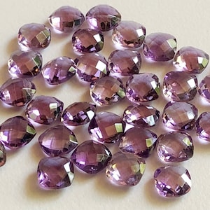 8-8.5mm Amethyst Cabochon, Natural Cushion Cut Check board Both Side Faceted Amethyst, African Amethyst For Jewlery (5Pcs To 10Pcs Options)