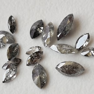 Salt And Pepper Diamond, CONFLICT FREE 1.5x3mm-2.5x5mm, Marquise Shaped Diamond, Faceted Clear Black Diamond For Jewelry (2Pc To 4Pc)-PPHK1