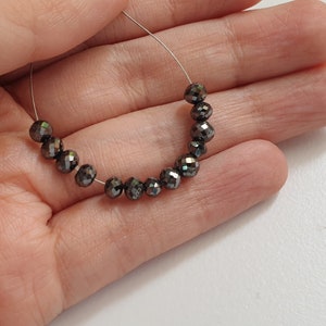 4-4.5mm Black Diamond Round Balls, Faceted Black Diamond Beads, Drilled Diamond Black Beads for Jewelry (1Pc To 5 Pcs Options) - PPD744