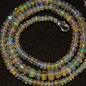 4mm- 7mm Ethiopian Opal Faceted Rondelle Beads, Welo Opal Beads, Ethiopian Opal Beads, Ethiopian Opal For Jewelry (8IN To 16IN Option)
