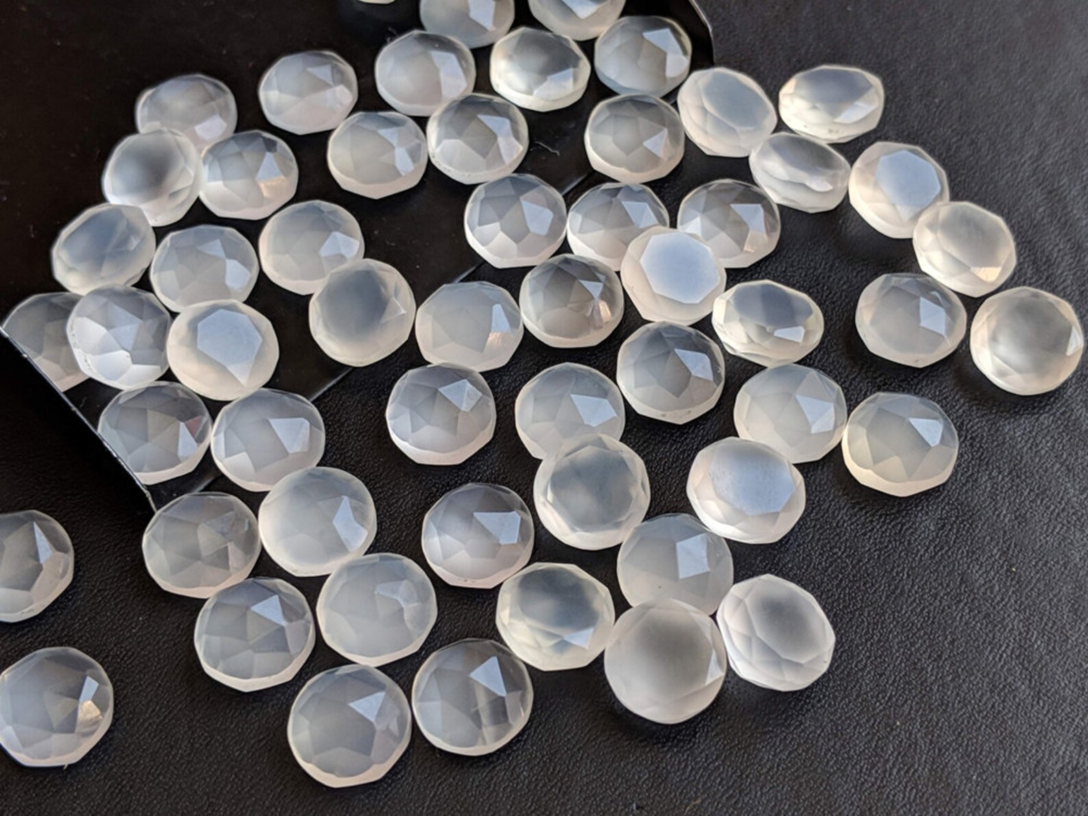 8.5mm White Chalcedony Rose Cut Round Cabochon Natural White - Etsy