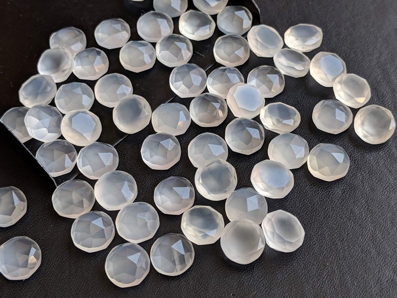 8.5mm White Chalcedony Rose Cut Round Cabochon Natural White | Etsy