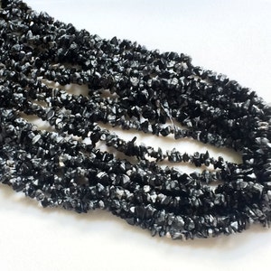 4-6mm Snowflake Obsidian Chips, Snowflake Obsidian Chips, Natural Black Obsidian Beads, 32 Inch (1Strand To 5Strands Options) - RAMA57
