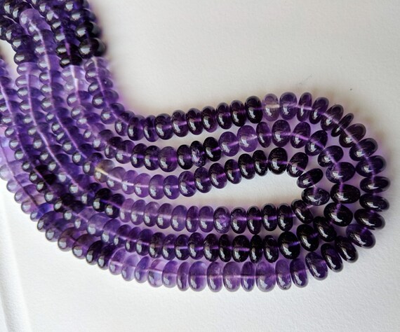 6-8mm Shaded Amethyst Plain Rondelle Beads, Natural Shaded Purple Amethyst Plain Beads, Amethyst For Jewelry (75.IN To 15IN Option) - ANG128