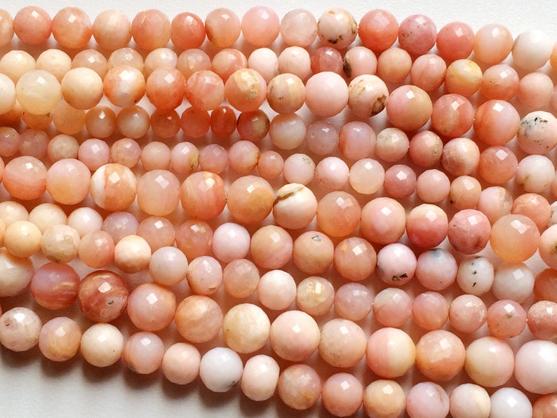 Pink Opal Beads Pink Opal Necklace Opal Faceted Rondelle Beads 15 Pcs Peruvian Pink Opal Round Beads 7mm 9mm