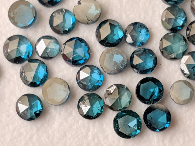 - PPD561 Blue Rose Cut Diamond For Jewelry 2Pcs To 8Pcs Blue Round Rose Cut Diamond Flat Back Diamond Cabochon 2-2.5mm Rose Cut Diamond