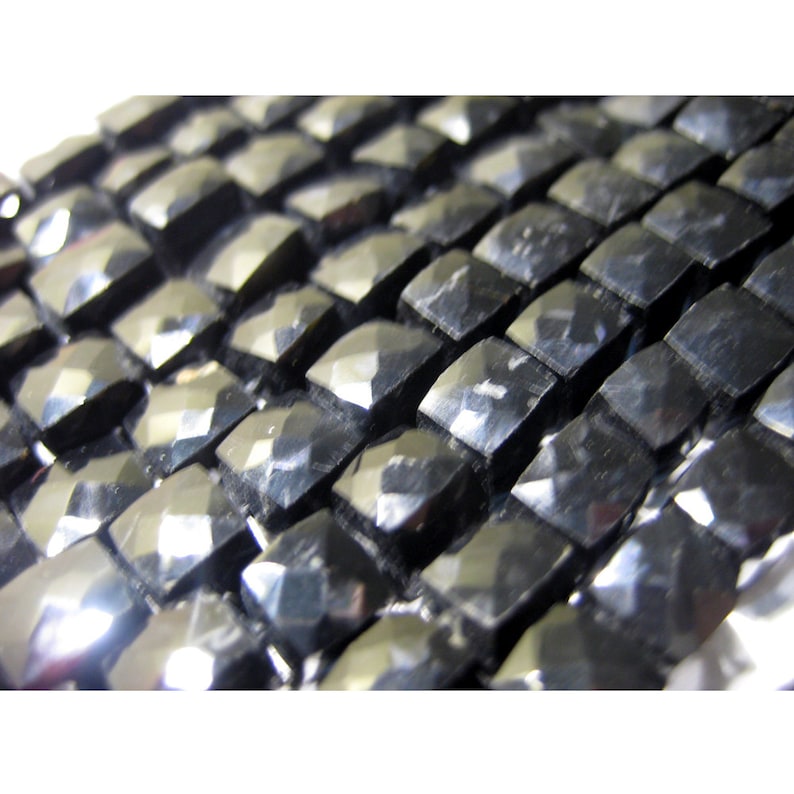 Black Spinel Gemstone Beads 6mm Bead Faceted Box Beads 10 Inch Strand Wholesale Price 35 Pieces