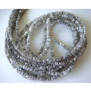 2mm Grey Rough Diamonds, Sparkling Grey Raw Diamond Beads, Grey Raw Uncut Diamond Beads For Jewelry (4IN To 16IN Options)
