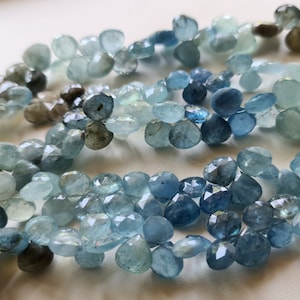 9-10mm Moss Aquamarine Faceted Heart Beads, Natural Moss Aquamarine Heart Briolettes for Necklace & Jewelry (10PCS TO 20PCS Option)-DGA31