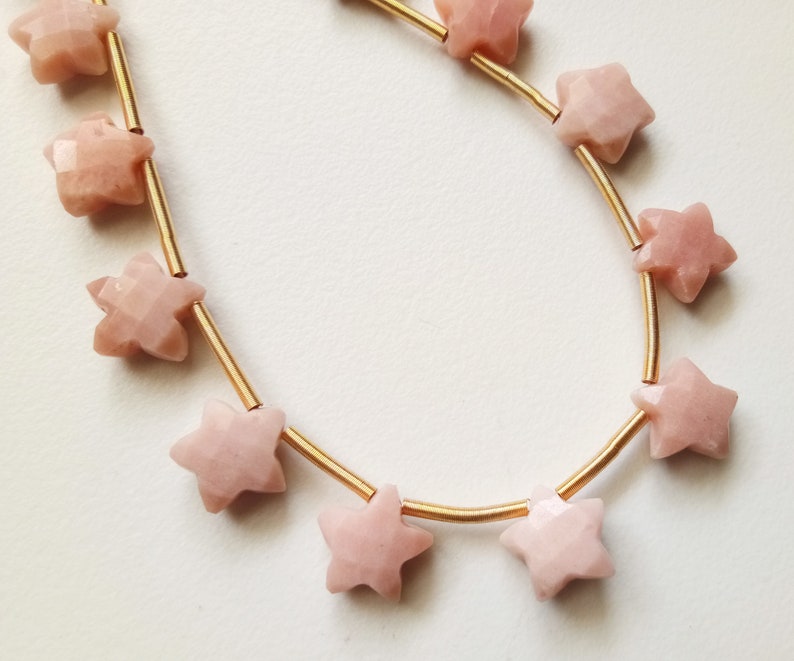 Pink Opal Star Shape Bead - ADG352 10mm 10.5mm Pink Opal Faceted Star Beads 4IN To 8IN Options Fancy Star Opal Briolettes For Jewelry
