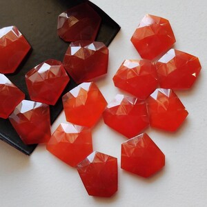 Cabujones de calcedonia naranja de corte rosa de 14-16 mm, cabujones de forma elegante con parte trasera plana, piedras facetadas para joyería (opciones de 5 a 10 piezas) imagen 7