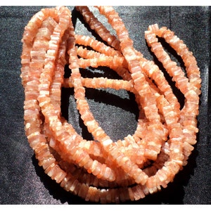 4mm Sunstone Square Heishi Beads, Sunstone Square Heishi, Sunstone Flat Heishi Beads For Jewelry (8IN To 16IN Strand Options) - SSHB