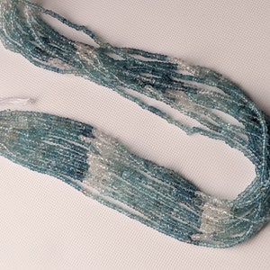 2.5mm Moss Aquamarine Faceted Rondelle Beads, Natural Shaded Moss Aquamarine Beads, Moss Aqua for Necklace, 13 Inch Moss Aqua Jewelry- ASG86
