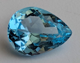 14.9x19.5mm Blue Topaz Pear Cut Stone, Natural Blue Topaz Full Pear Cut Stone, Loose Blue Topaz Pointed Back Stone, Topaz Ring Size - PNT22