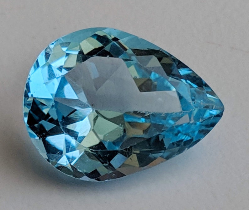 PNT21 Topaz Ring Size Blue Topaz Pear Cut Stone Loose Blue Topaz Pointed Back Stone 10x15mm Natural Blue Topaz Full Pear Cut Stone