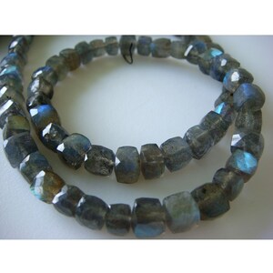 7-8mm Labradorite Faceted Box Beads, Labradorite Faceted Cubes, Labradorite Cubes For Jewelry (4IN To 8IN Options)