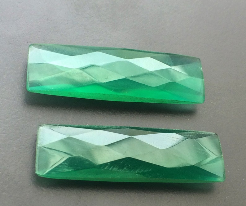 Green Quartz Rectangle For Jewelry 3 Pieces Loose Crystal Stones 18.5x28mm Approx Green Crystal Quartz Double Side Faceted