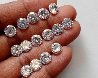 9mm Cubic Zirconia, Loose Round Zircon, Faceted Zirconia, Sparkling Clear CZ Diamonds, Diamond Cut Cz (10Pcs To 100 Pcs Options)