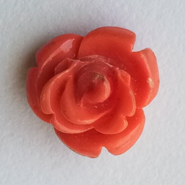 Fleur de rose de corail compressé de 10 mm, belle pièce florale de corail sculptée à la main pour bijoux, cabochon de corail pour bague 2,3 cts - PGPA47