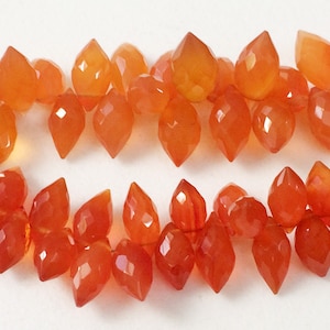 5x9mm - 7x14mm Carnelian Beads, Carnelian Faceted Puffed Marquise Beads, Carnelian Marquise For Jewelry , 4 Inch, 35 Pcs - VCA3