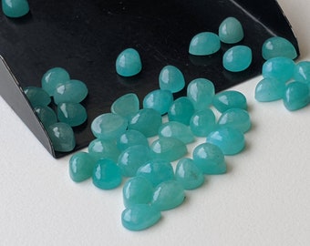 Cabochons d'Amazonite 5x7mm, Cabochons de poire unie à dos plat d'Amazonite naturelle, Amazonite pour bijoux (Options de 5 pièces à 10 pièces) - PDG248