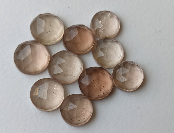 8-9mm Imperial Topaz Faceted Round Flat Back Cabochons, Imperial Topaz Rose Cut Round, Loose Topaz For Jewelry (5pcs To 10Pcs Options-ADG367