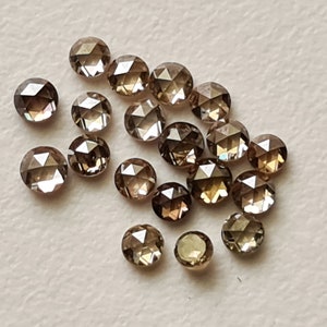 Rare Rose Cut Diamonds, Natural 2.5-3mm Cognac Clear Rose-Cut Diamonds, Faceted Flat Back Diamonds for Jewelry Making, (2Pc To 4Pc)-PPD962
