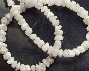 Diamantes blancos y grises en bruto de 3-4 mm, diamante blanco y gris natural en bruto, cuentas de diamante sin tallar, cuentas blancas y grises en bruto para joyería (de 8,9 a 35,5 cm)