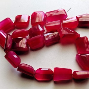 16-25mm Hot Pink Chalcedony Faceted Nugget Beads, Hot Pink Chalcedony Beads for Jewelry, Pink Chalcedony Beads (4IN To 8IN Options) - PDG216