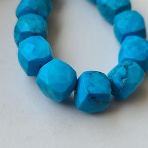 6-8mm Turquoise Faceted Cube Beads, Chinese Turquoise Box Beads, Turquoise For Necklace, Blue Gems (4IN To 8IN Options) - GSA10