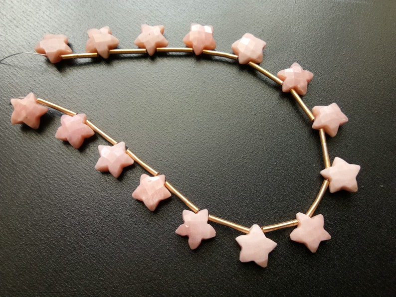 Pink Opal Star Shape Bead - ADG352 10mm 10.5mm Pink Opal Faceted Star Beads 4IN To 8IN Options Fancy Star Opal Briolettes For Jewelry