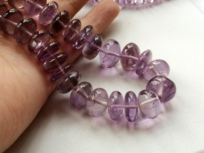 57 Pieces Purple AAAgems Amethyst Necklace 10 Inch 8-10mm Beads Amethyst Plain Rondelle Beads Amethyst Gemstone Beads