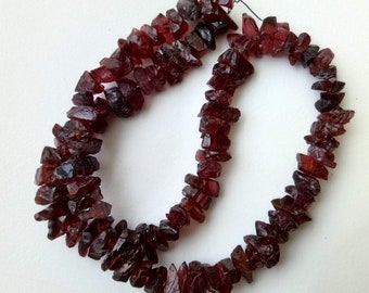 Raw Garnet Rough Beads, Natural Red Gemstone Nuggets (13 Inch)