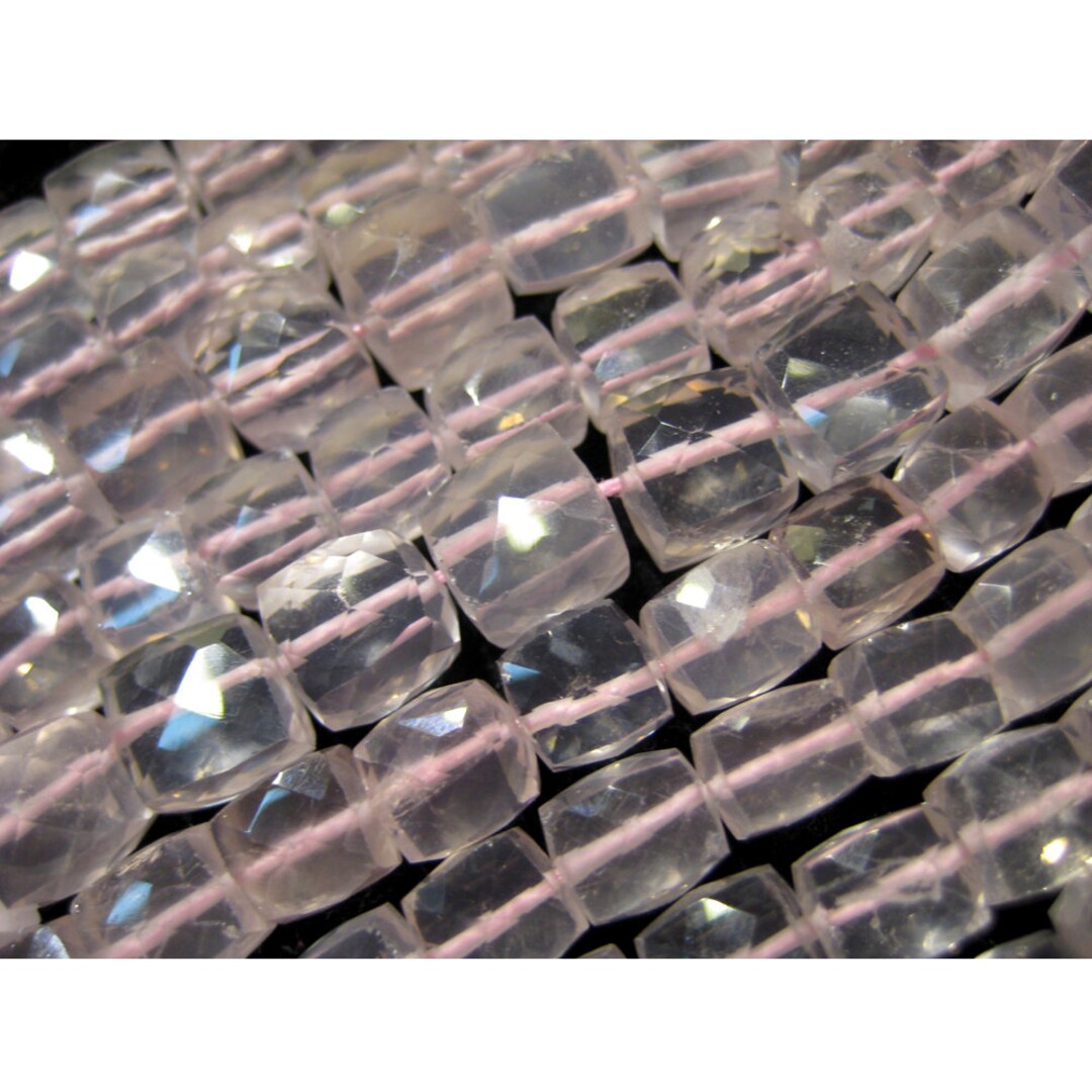 7 mm ローズクォーツ ファセットキューブ、ローズクォーツ ファセット