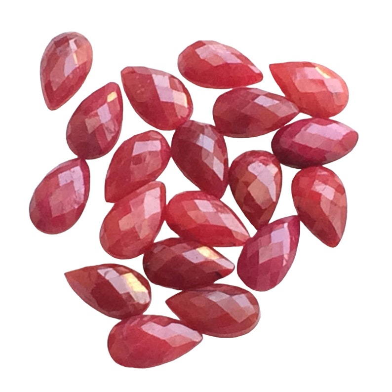 13x8mm Red Corundum Cabochons, Red Corundum Pear Rose Cut, Loose Red Corundum Flat Back Cabochons For Jewelry 10Pcs To 20Pcs Options image 4