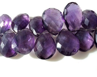 12x9mm To 14x10mm Amethyst Micro Faceted Pear Shape Briolettes, Amethyst Pear Beads, Purple Amethyst Pear For Jewelry (3.5IN To 7IN Options)