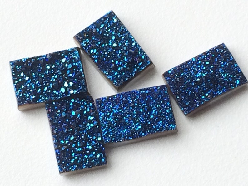Sapphire Blue Druzy Titanium Sapphire Blue Druzy 17x12mm 6 Pcs Blue Rectangle Druzy Druzy Cabochon Druzy Jewelry Matched Pairs