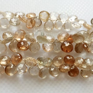 9mm - 11mm Imperial Topaz, Golden Champagne Topaz Beads, Imperial Topaz Faceted Heart Topaz Beads, 4 Inch Topaz For Jewelry - KRIS1120