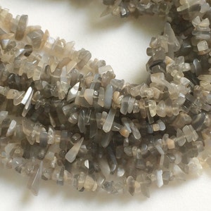 4-7mm Grey Moonstone Chips, Grey Moonstone Bead, Natural Moonstone Chips, Grey Moonstone For Necklace (1Strand To 5Strands Options) - RAMA46