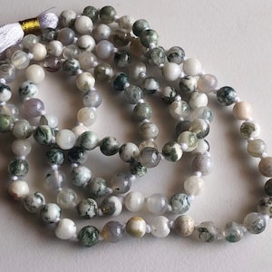 6-6.5mm Tree Agate Gemstone Prayer Beads, 108 Mala Beads, Yoga Beads, Meditation Beads, Rosary Beads, Healing Beads, Japp Mala (1ST To 5ST)