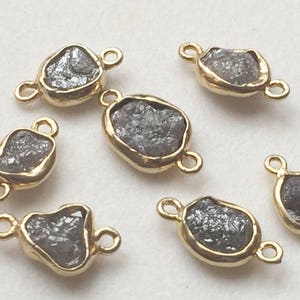 12-14mm Grey Raw Diamond Connector, Grey Rough Diamond, 925 Silver Connectors, Raw Diamond Connectors, 1 pc Diamond Connector For Jewelry