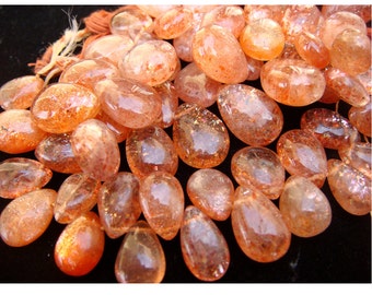 10x14mm To 8x12mm Each Sunstone Plain Pear Briolettes, Sunstone Pear Beads, Sunstone Plain Briolettes For Jewelry (10Pcs To 20Pcs Options)