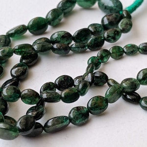 3-6.5mm Emerald Plain Oval Bead, Original Green Emerald Oval Nugget Beads, 26 Pcs Emerald Necklace, 5 Inch Emerald Beads For Jewelry-APH18