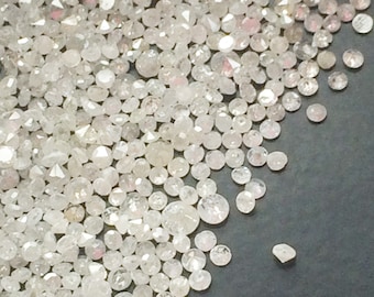 White Rough Diamonds, 1-2 mm MELEE DIAMONDS, Rough Diamonds, Round Single Cut Faceted White Diamond For Jewelry (0.25Ct To 1Ct)-DS217