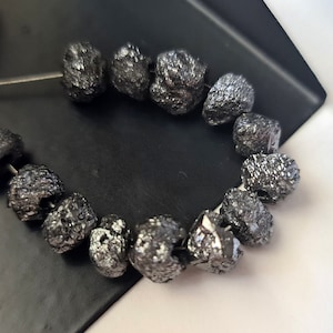8-8.5mm Black Rough Diamond Beads, 2mm Large Hole Drilled Black Diamond, Loose Diamond, Black Diamond Rough Beads (1Pc To 2Pc Options)-PDD54