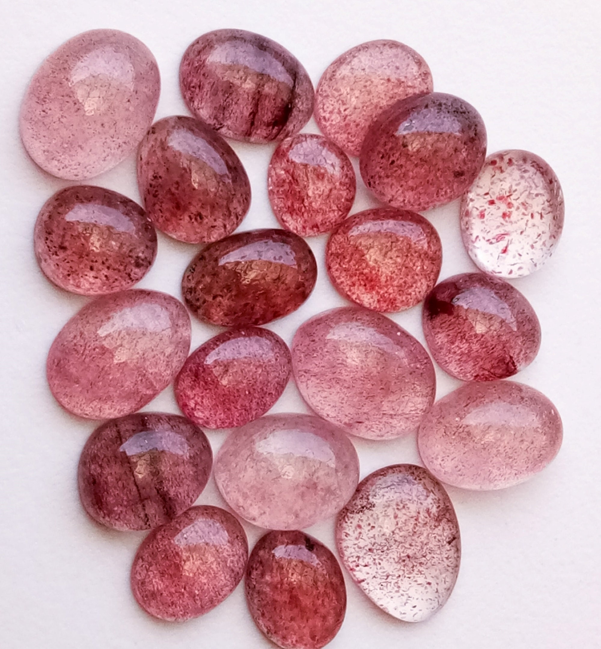 813mm Strawberry Quartz Plain Cabochons Natural Strawberry Etsy